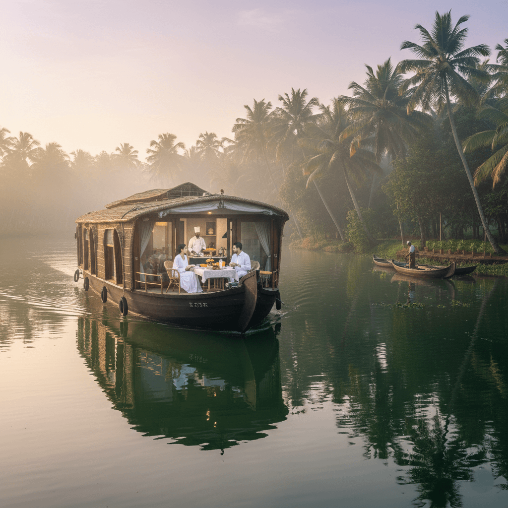 Luxury private houseboat in the Kerala backwaters - Edita Lux Holidays.